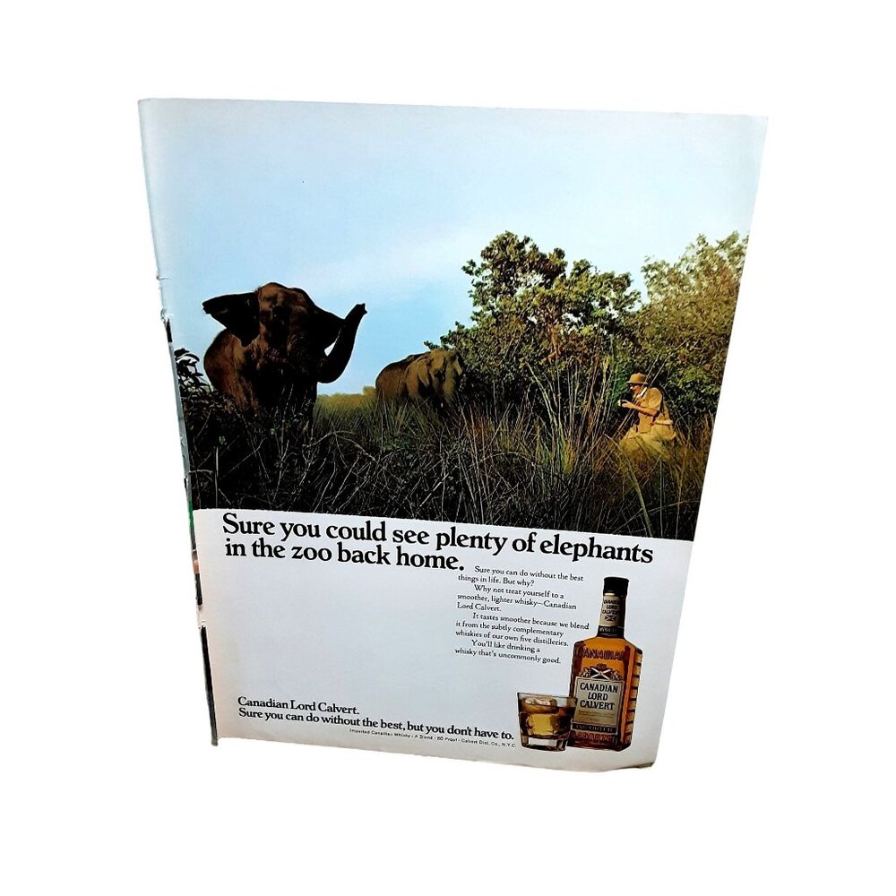 1971 Canadian Lord Calvert Whisky Elephant Original Print Ad vintage